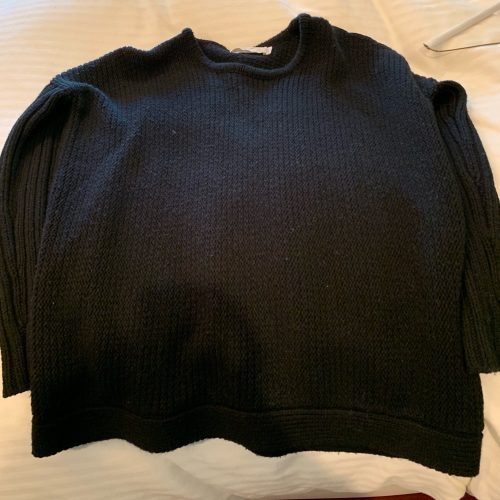 Black sweater with leather shoulders